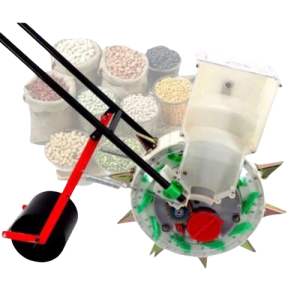 Soybean Corn Maize Hand Push Planter Fertilizer Applicator Double Barrel Handy Manual Seeder